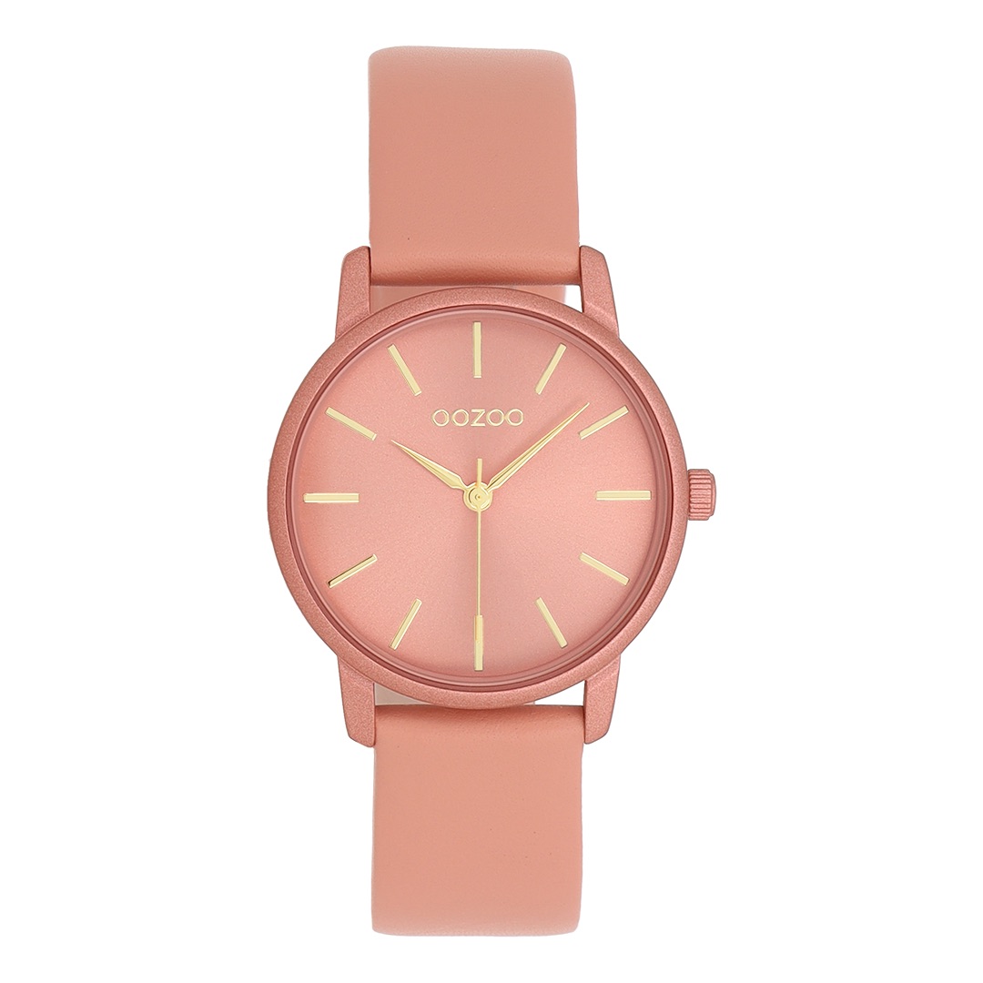 Gold coloured OOZOO with peach pink leather strap